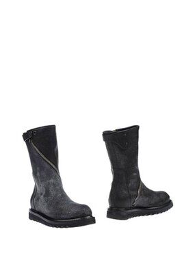 Rick Owens Blistered Leather Spiral Zip Creeper Boots